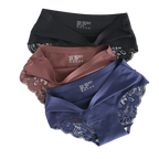 Lot de 3 Culottes en soie glacée invisibles avec dentelle