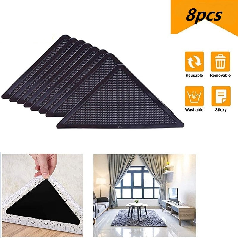 Lot de 8 triangles antidérapants réutilisables pour tapis