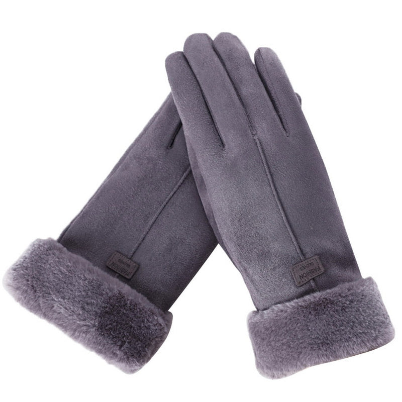 Gants d'hiver en daim avec fourrure - Femme