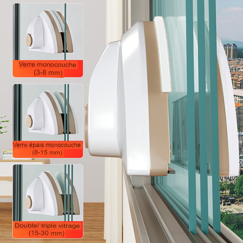 Lave-vitre magnétique double vitrage