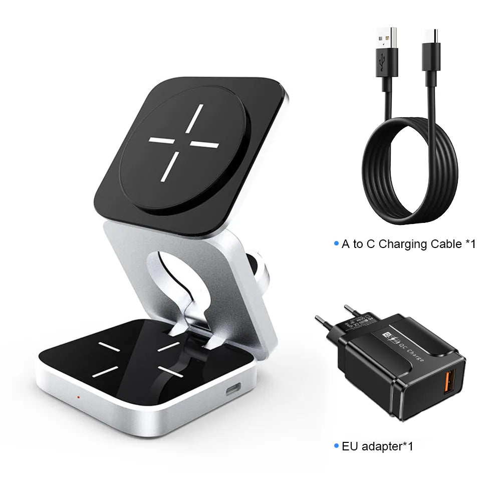Chargeur pliable magnétique 3 en 1 + Prise USB OFFERTE