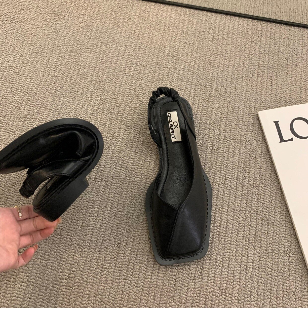 Sandales à talon et bout carré - Cuir PU