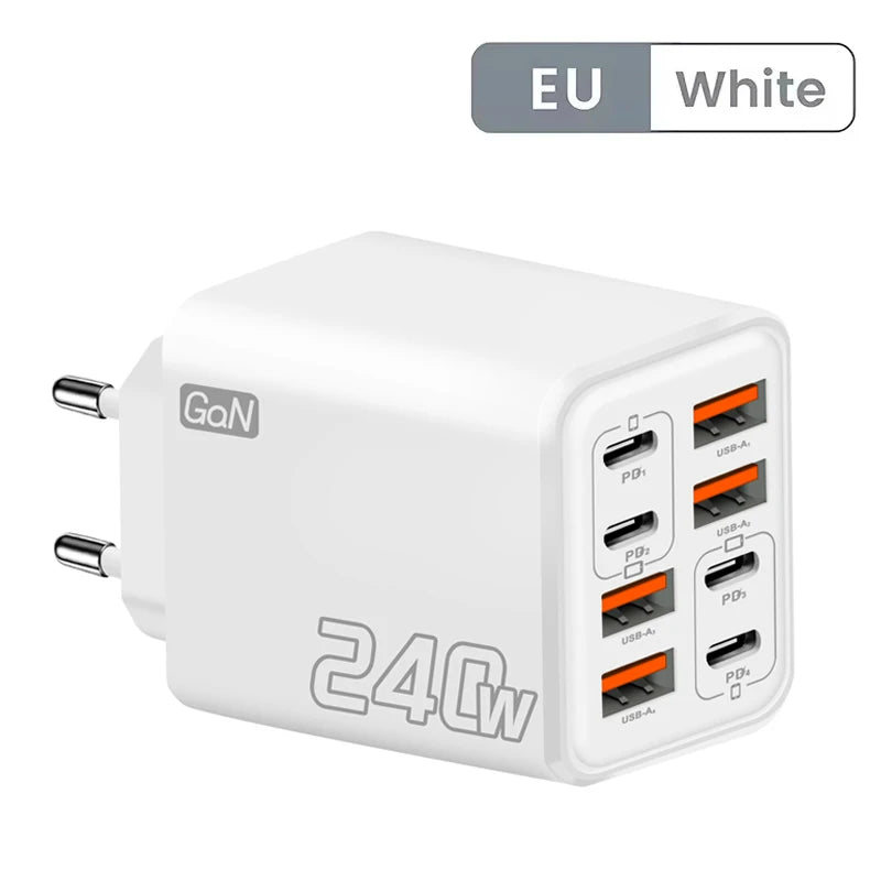 Chargeur USB C GaN 240W 8 en 1 — Charge rapide