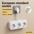 Bloc multiprise 3840W — 4 prises AC + 3 ports USB dont USB-C PD 20W