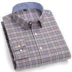 Chemise Décontractée à Carreaux/Rayures en Coton pour Hommes