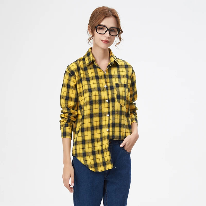 Chemise en Flanelle à Carreaux pour Femme - 15 Couleurs