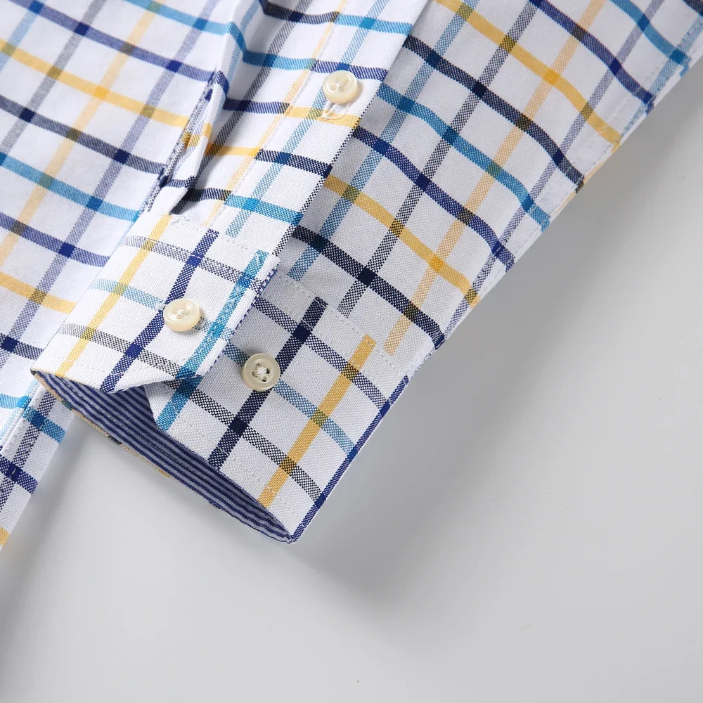 Chemise Décontractée à Carreaux/Rayures en Coton pour Hommes