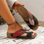 Leafy - Sandales en Cuir PU avec Feuilles Confortables & Antidérapantes