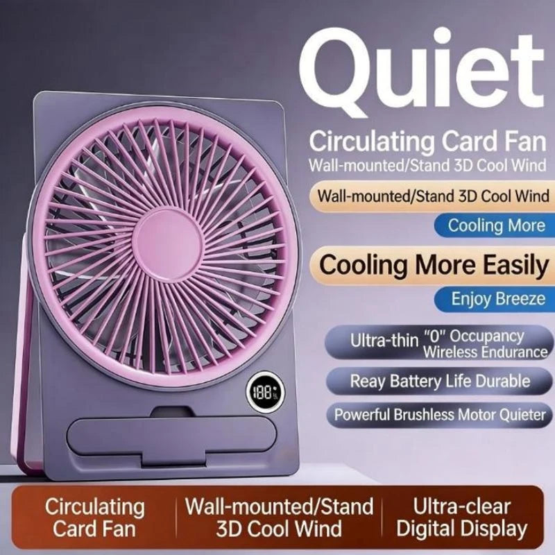Ventilateur de bureau ultra-fin USB — affichage numérique, portable, silencieux
