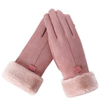 Guantes de invierno de ante con pelo - Mujer