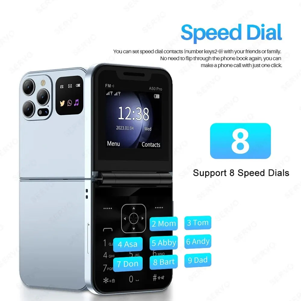 Téléphone Portable Pliable Servo A50 pro Flip - Dual Sim & Flash