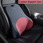 Coussin Lombaire & Oreiller Cervical pour Voiture – Mousse à Mémoire de Forme, Soutien du Dos et du Cou – Confort de Conduite