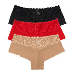 Lot de 3 Culottes Femme en Dentelle Léopard Lingerie Sexy – Couleurs Assorties