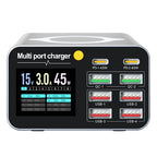 Station de Charge HUB Rapide 80W 8 Ports USB & USB-C - Charge à Induction et Affichage Numérique