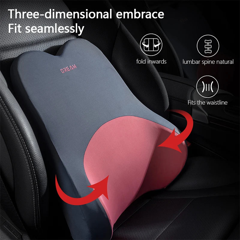 Coussin Lombaire & Oreiller Cervical pour Voiture – Mousse à Mémoire de Forme, Soutien du Dos et du Cou – Confort de Conduite