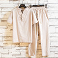 Ensemble chemise et pantalon en coton et lin