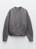 Gilet style blouson aviateur en maille zippé