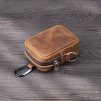 Mini Pochette Porte-Clés Homme en Cuir – Fermeture Éclair avec Crochet – Pour Monnaie, Clés & Petits Objets