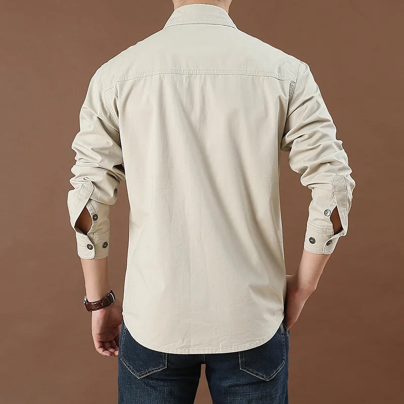 Chemise Style Armée 100% Coton - Printemps/Automne