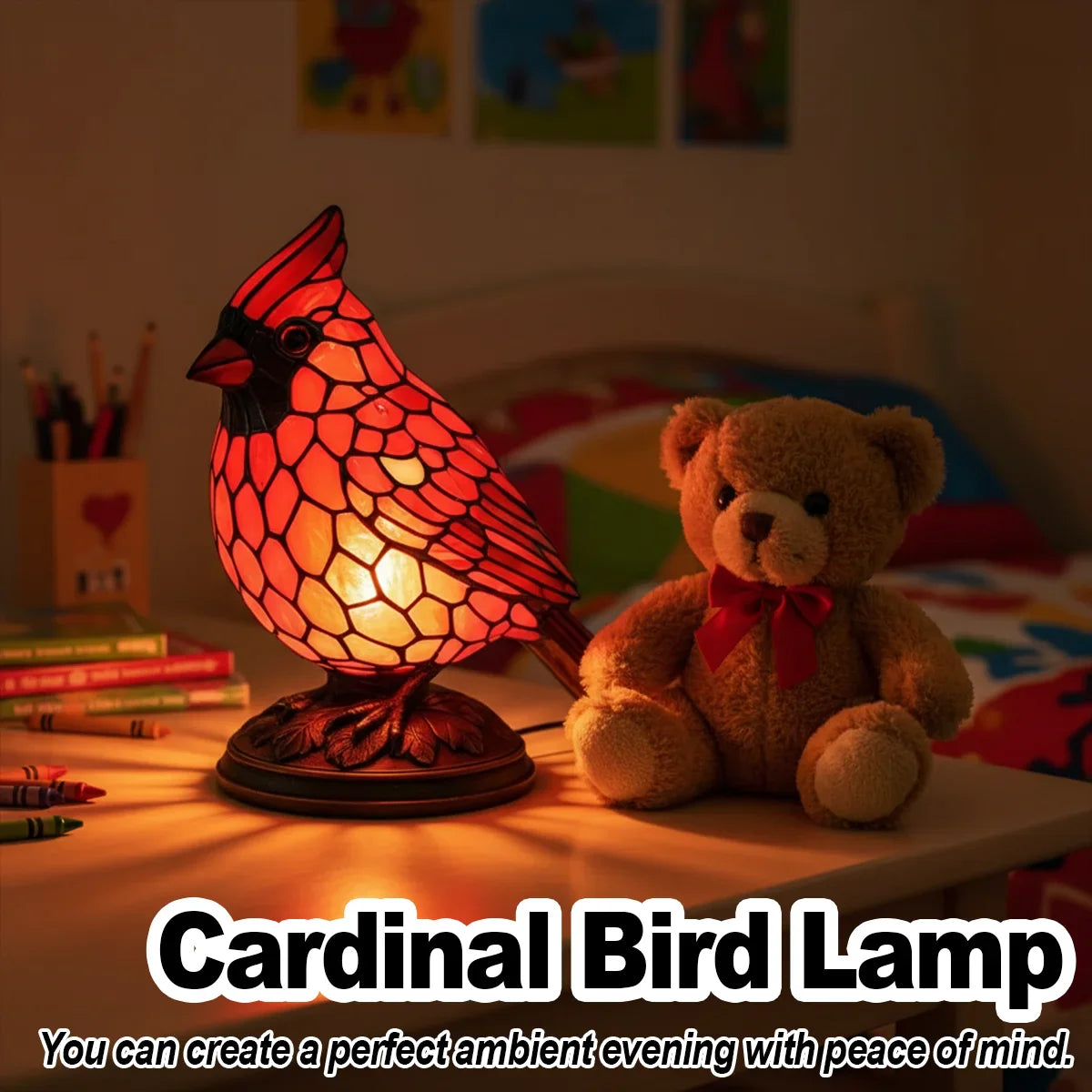 Birdy - Lampe Oiseau Cardinal Rouge Décorative
