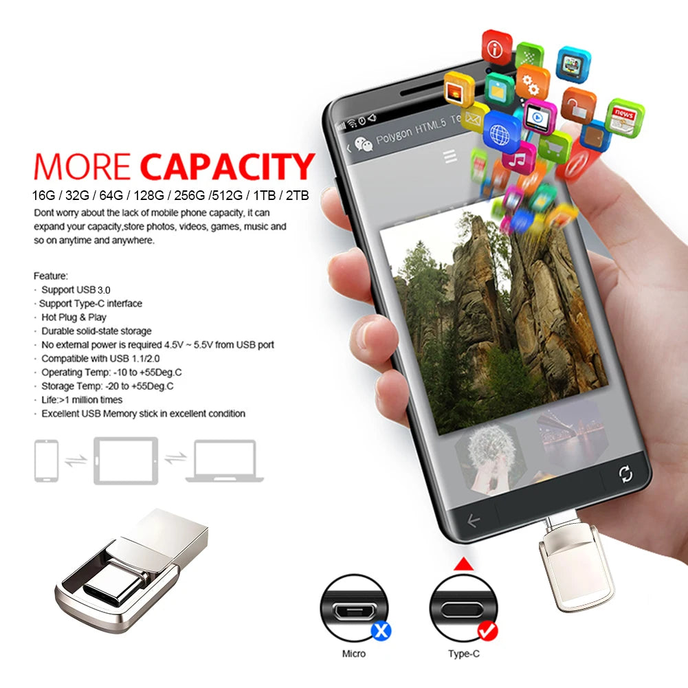 Clé USB Étanche & Antichoc - 2 To