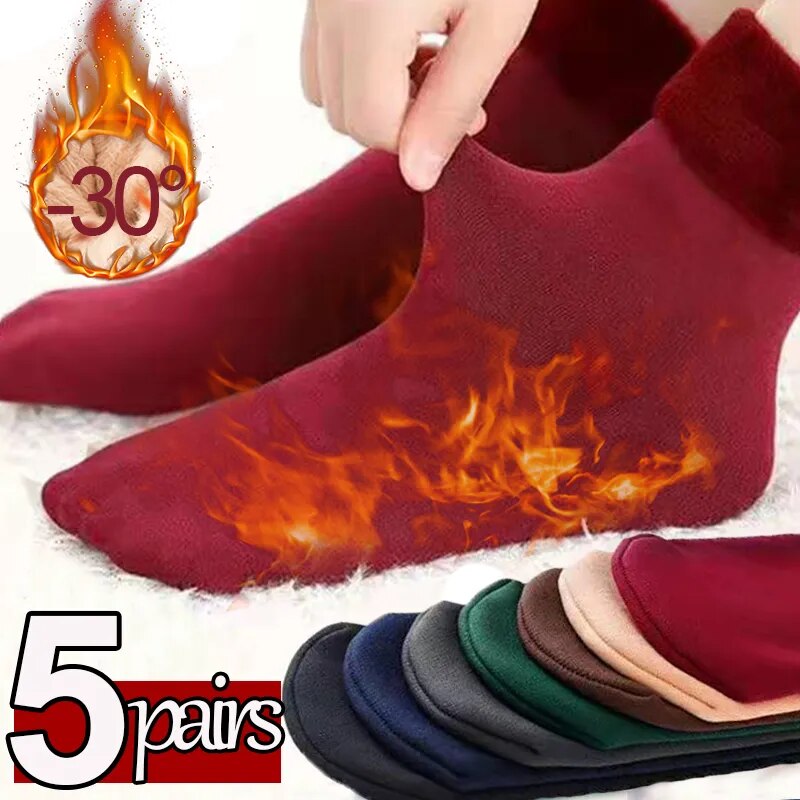 5x Paire de Chaussettes thermiques avec doublure polaire