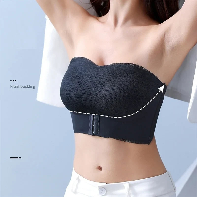 Soutien-gorge push-up sexy sans bretteles avec fermeture avant