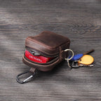 Mini Pochette Porte-Clés Homme en Cuir – Fermeture Éclair avec Crochet – Pour Monnaie, Clés & Petits Objets