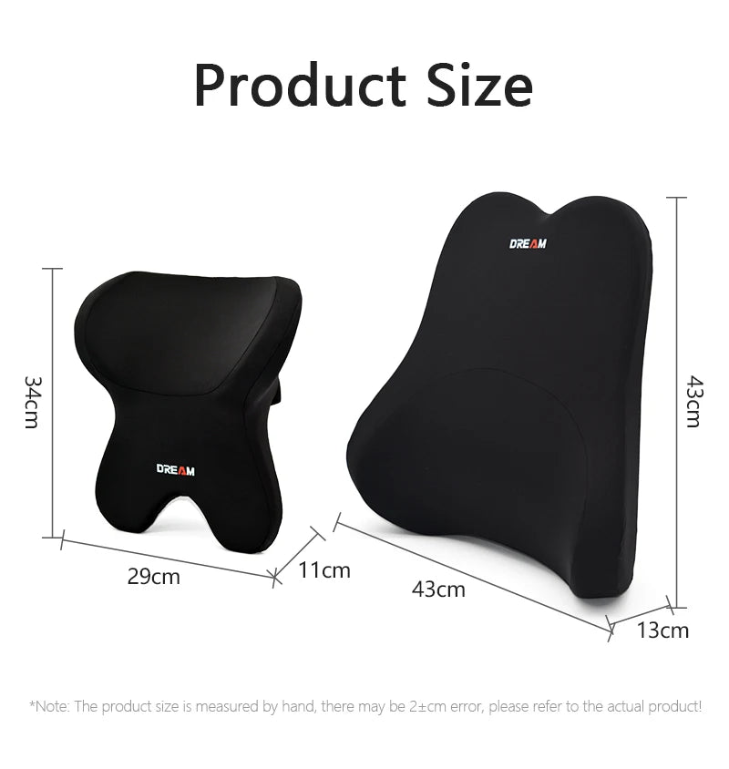 Coussin Lombaire & Oreiller Cervical pour Voiture – Mousse à Mémoire de Forme, Soutien du Dos et du Cou – Confort de Conduite