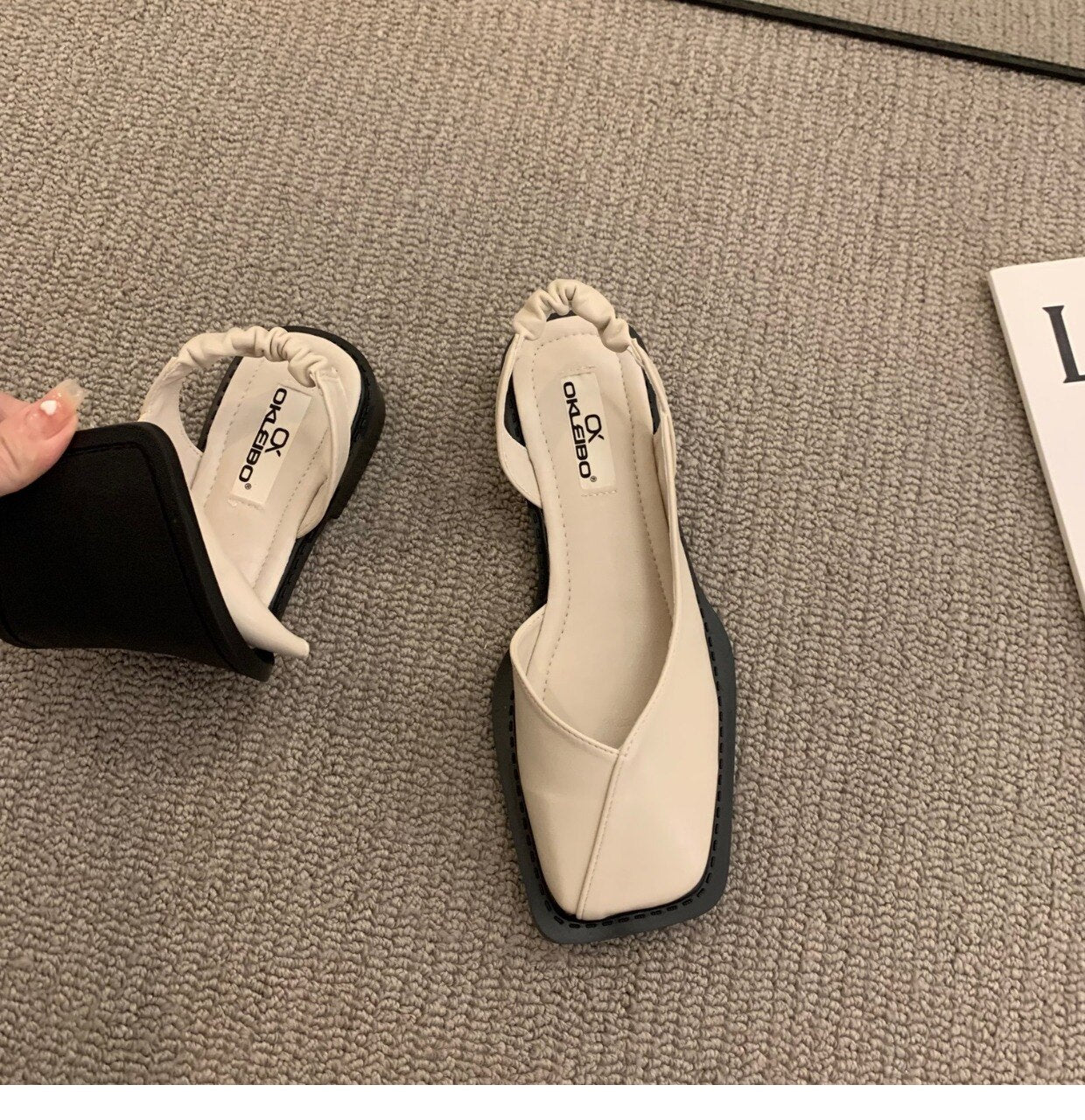 Sandales à talon et bout carré - Cuir PU