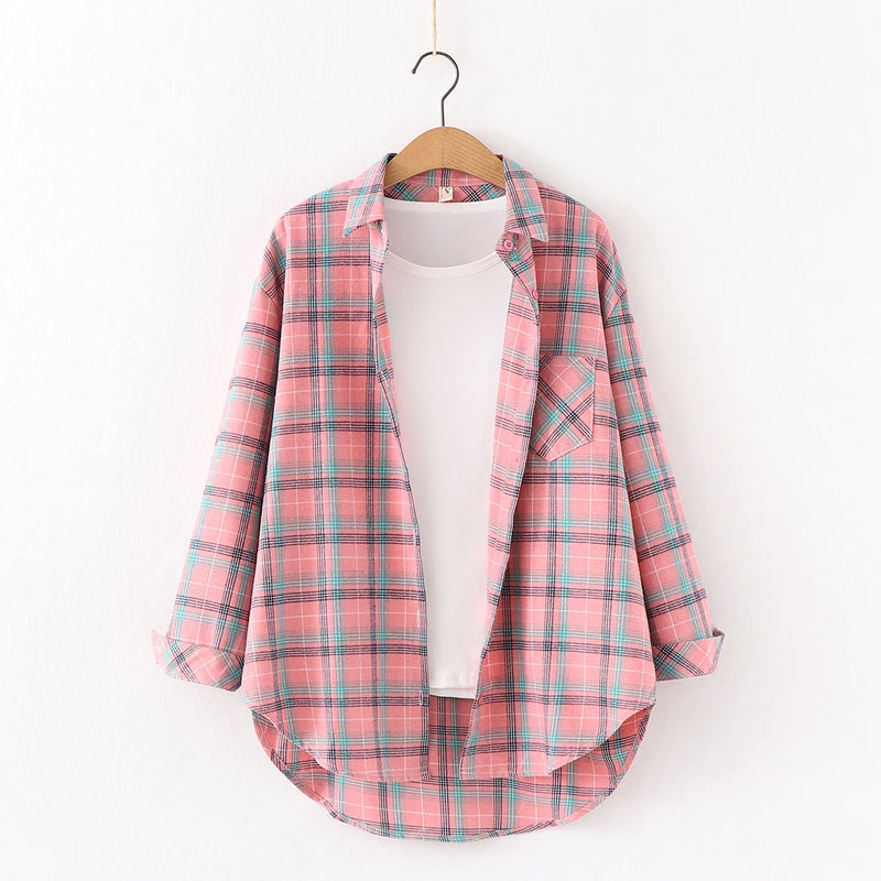 Chemise en Flanelle à Carreaux pour Femme - 15 Couleurs