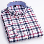 Chemise Décontractée à Carreaux/Rayures en Coton pour Hommes