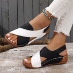 Sandales d'Été Croisées en Cuir PU & Légère Plateforme