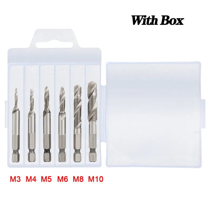 Titanium-plated Hex Shank Tap Drill Bit Set