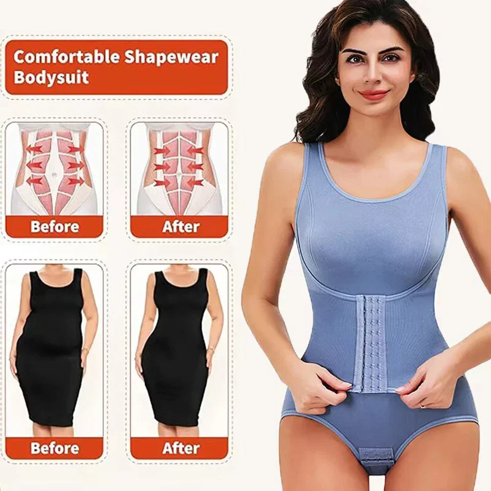 Body Gainant Femme avec Corset Réglable à Fermeture Agrafes – Effet Sculptant et Ventre Plat