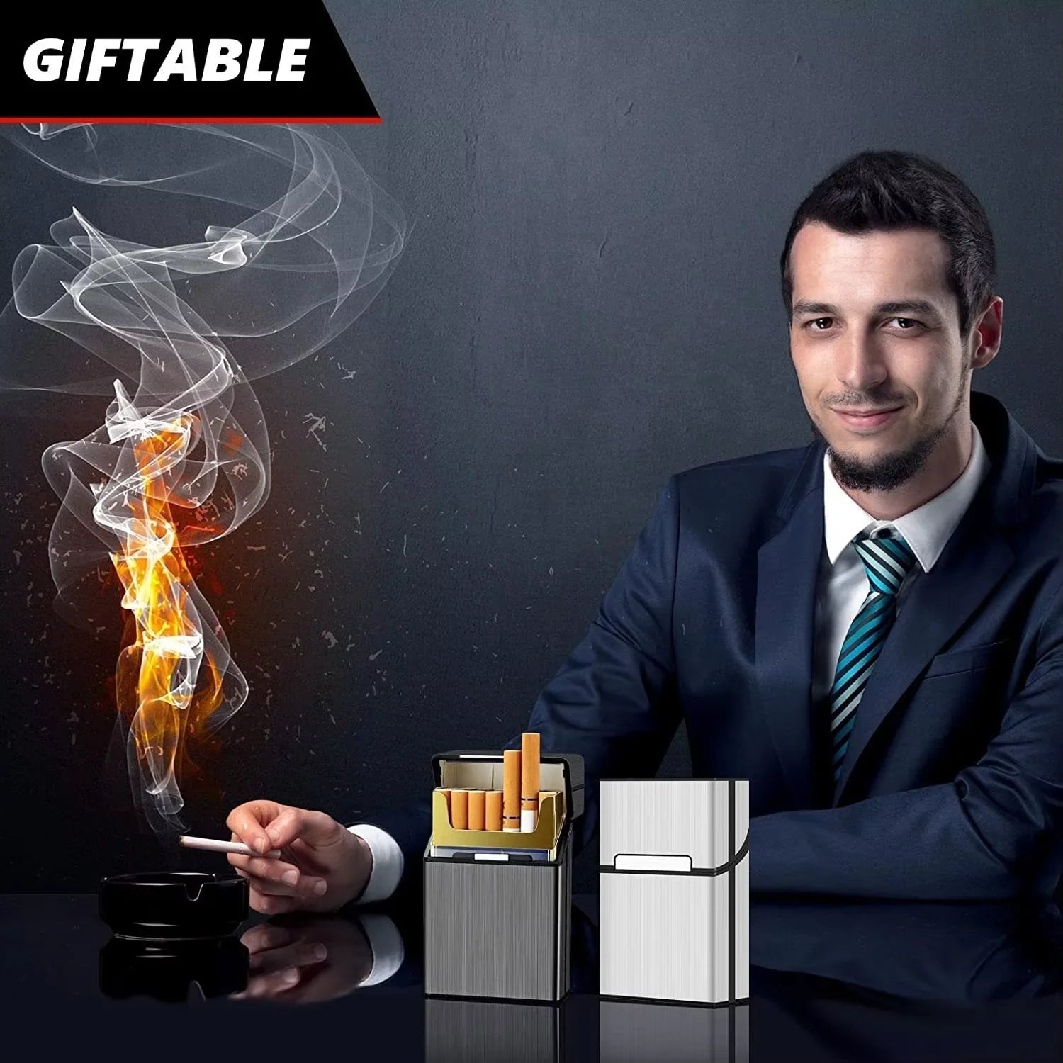 Boîte à Cigarette à Couvercle Magnétique en Alliage d'Aluminium