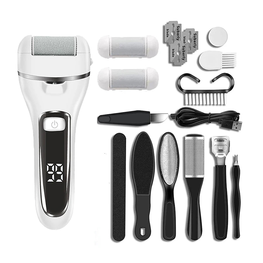 Lime à Pieds Électrique Rechargeable USB IPX4 — Écran Digital, 3 Vitesses, Cors & Callosités