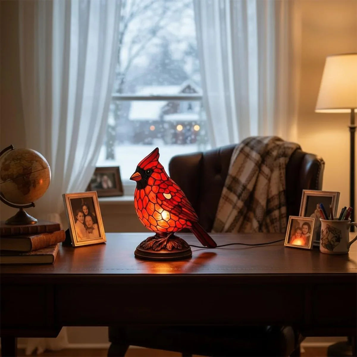 Birdy - Lampe Oiseau Cardinal Rouge Décorative