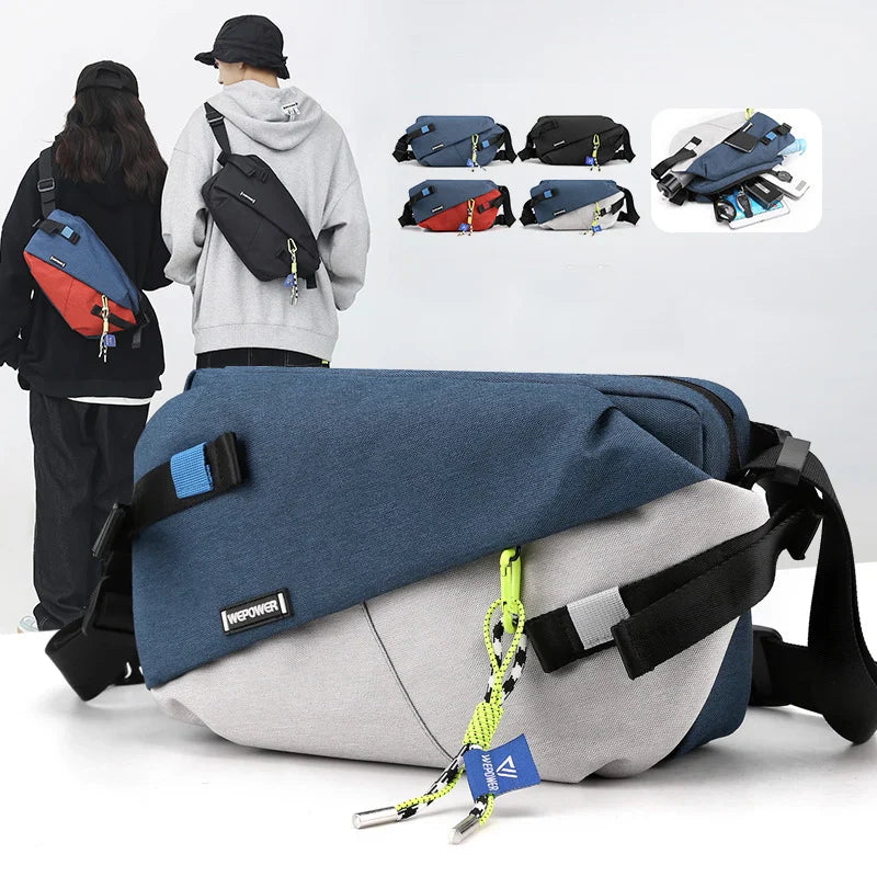 Sac Bandoulière Multi-Poches en Nylon Bicolore