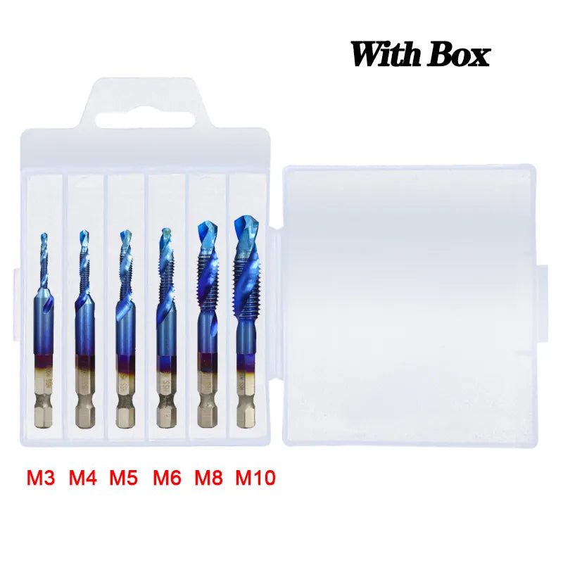 Titanium-plated Hex Shank Tap Drill Bit Set