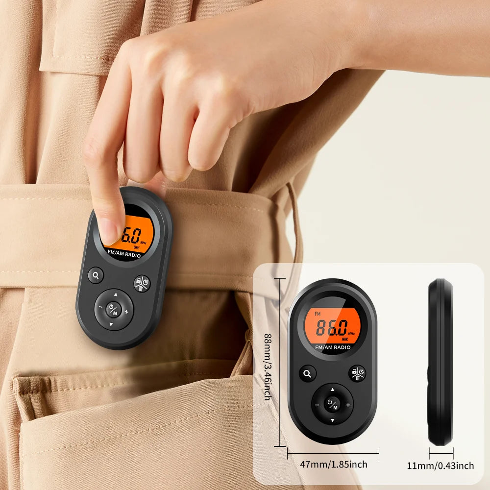 Radio de Poche AM/FM Rechargeable USB – Écran Rétroéclairé & Écouteurs Stéréo OFFERTS