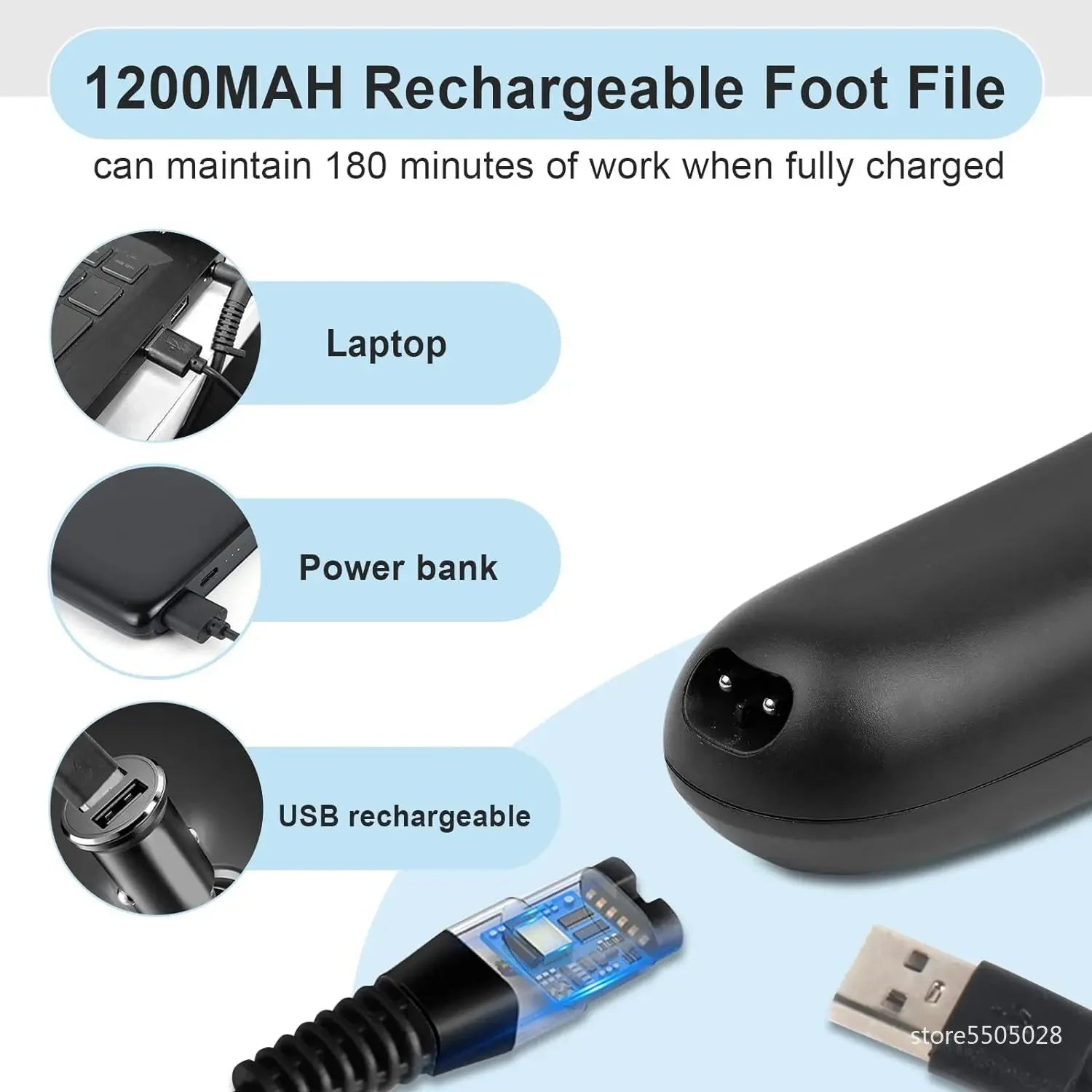 Lime à Pieds Électrique Rechargeable USB IPX4 — Écran Digital, 3 Vitesses, Cors & Callosités