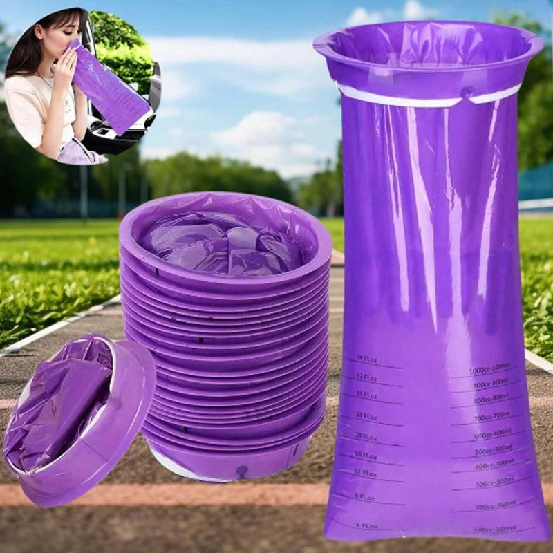 Lot de 10 Sacs à Vomir 2L Anti-Fuite, Portables & Jetables – Idéals Voyage & Mal des Transports