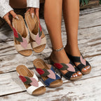 Leafy - Sandales en Cuir PU avec Feuilles Confortables & Antidérapantes