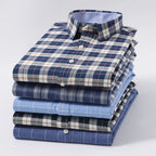 Chemise Décontractée à Carreaux/Rayures en Coton pour Hommes
