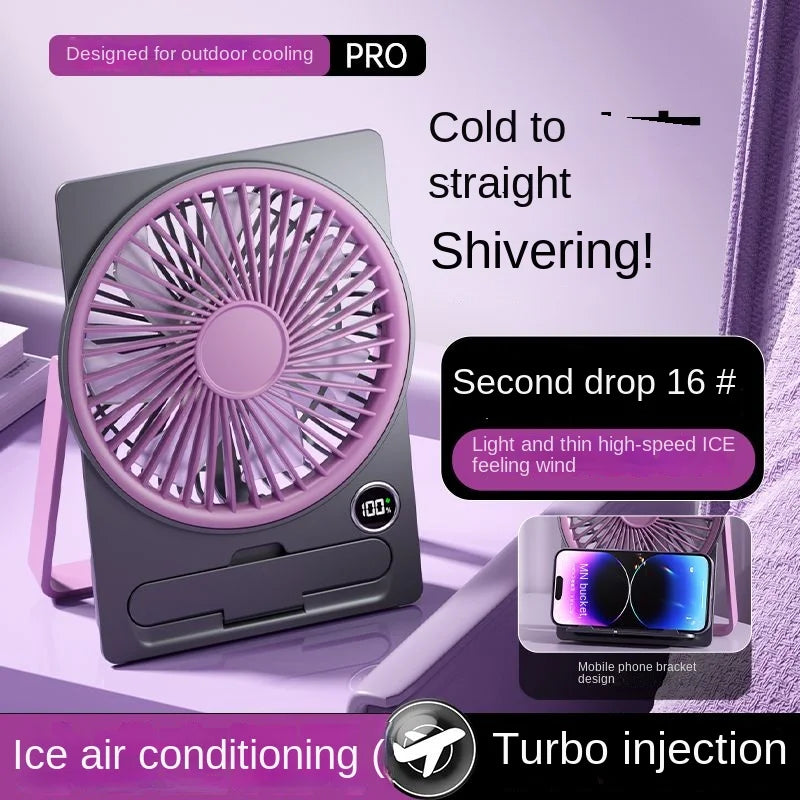 Ventilateur de bureau ultra-fin USB — affichage numérique, portable, silencieux