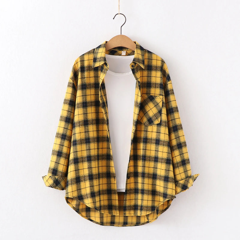 Chemise en Flanelle à Carreaux pour Femme - 15 Couleurs