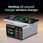 Station de Charge HUB Rapide 80W 8 Ports USB & USB-C - Charge à Induction et Affichage Numérique