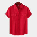 Men's Double Pocket Cotton Linen Shirt