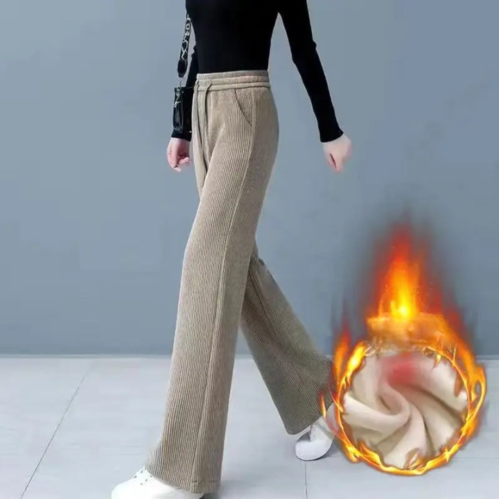 Pantalón ancho de pana para mujer - Interior de pelo